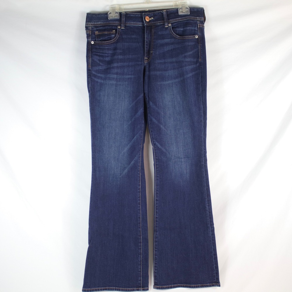American Eagle Blue Dark Wash Kick Boot Super Stretch Jeans Women's Size 12 Reg